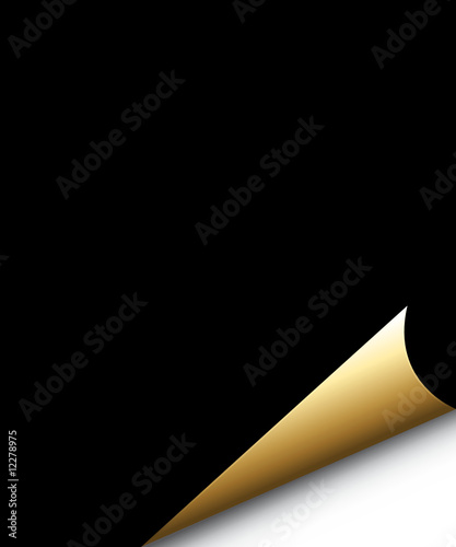 Black page with golden curl corner