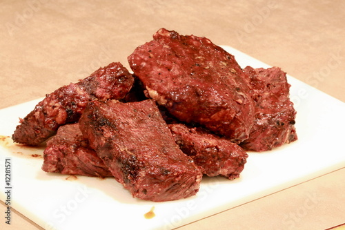 Photography boneless barbecue ribs on cutting board