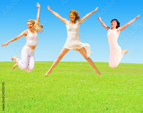 Women jumping in a group