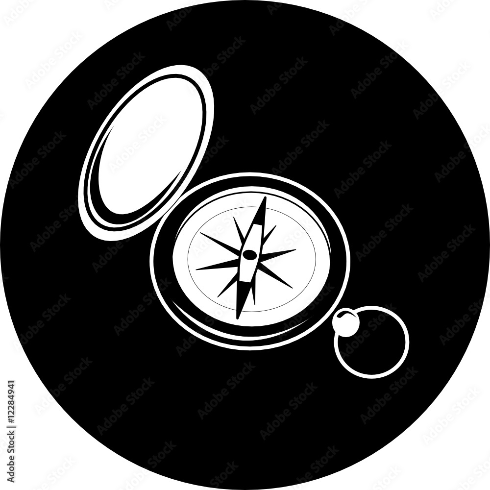 Vector compass icon. Black and white. Simply change. Vector compass icon. Black and white. Simply change.