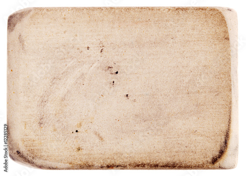 Big used eraser isolated on the white background.