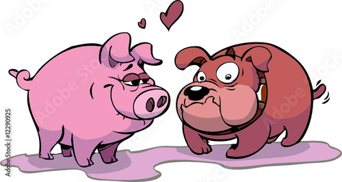 pig in love with dog