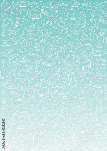 mint gradient background with food symbols