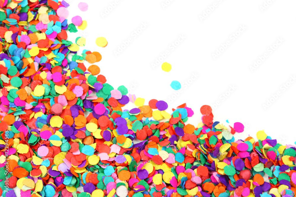 Colorful confetti isolated on white background - obrazy, fototapety, plakaty 