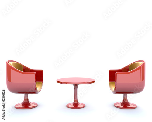 Futuristic red chairs photo