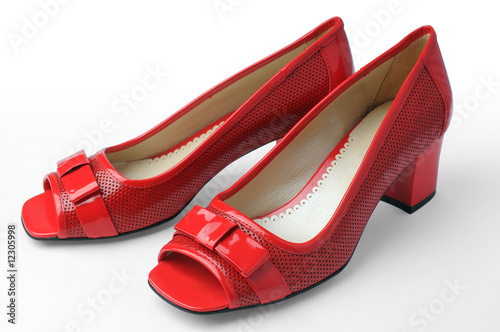 Red woman shoes isolated on white with clipping path