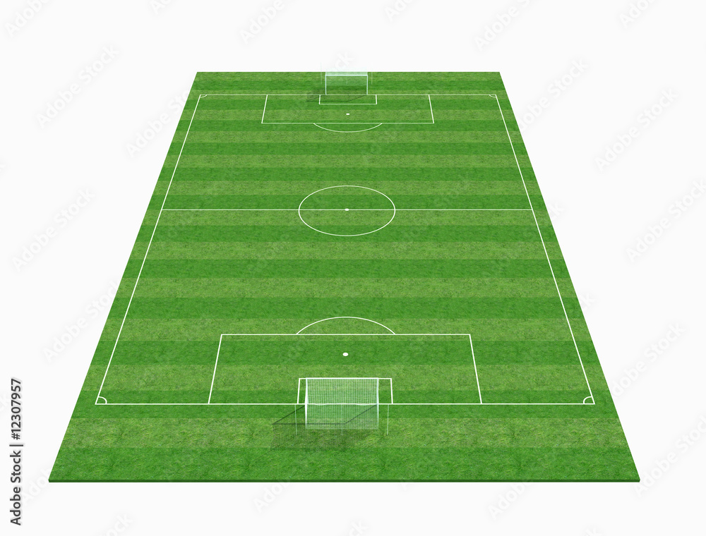 Fototapeta premium perspective view of an empty soccer field -3d renderig