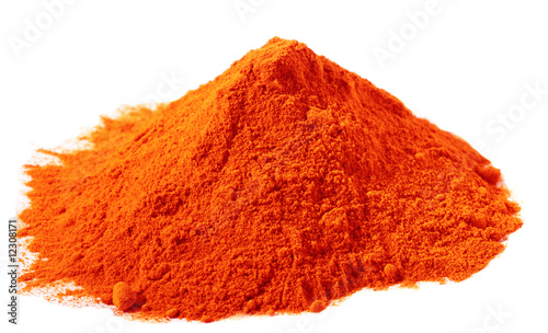 spices - pile of Red Coloring Food over white