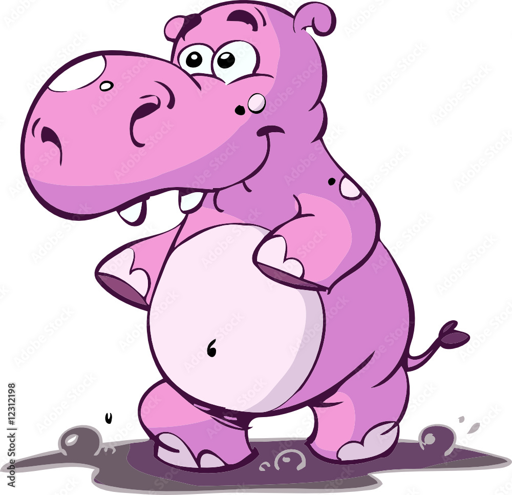 Cute pink hippo