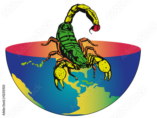 half of the earth with a big scorpion photo