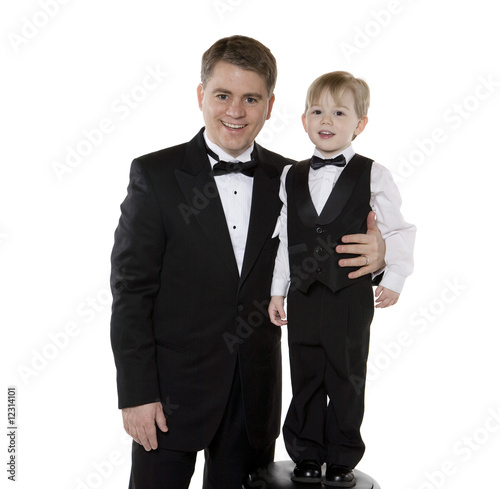 Man and Boy in Tuxedos