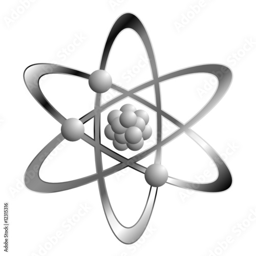 Atom symbol isolated over white square background