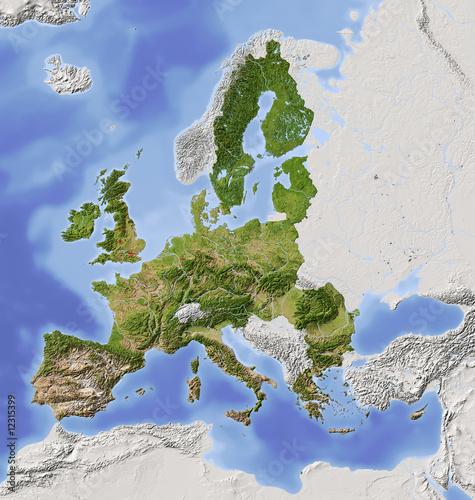 European Union, shaded relief map