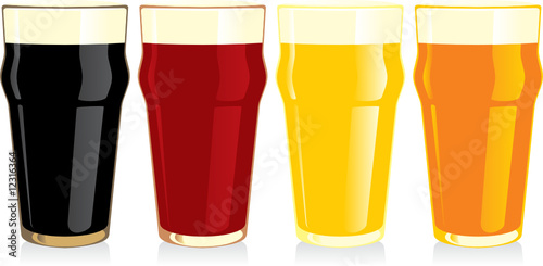 isolated beer glasses set