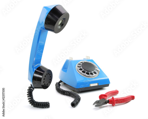 Broken blue phone