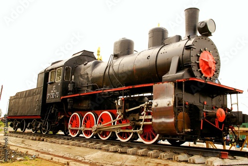 Steam locomotive standing like monument