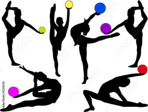 gymnastics girl with ball - vector