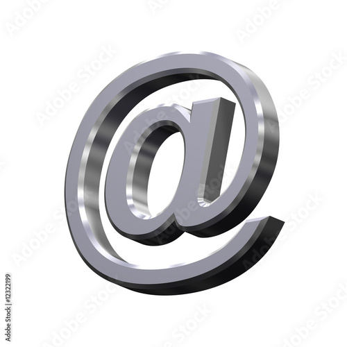 Chrome e-mail sign isolated on white.
