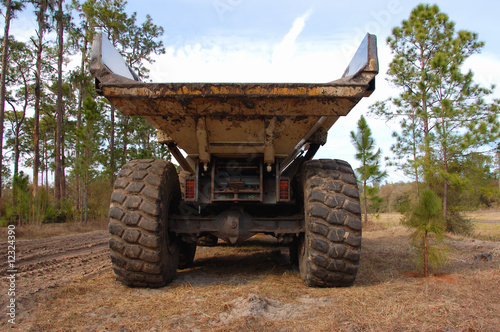 heavy duty dump truck rear view