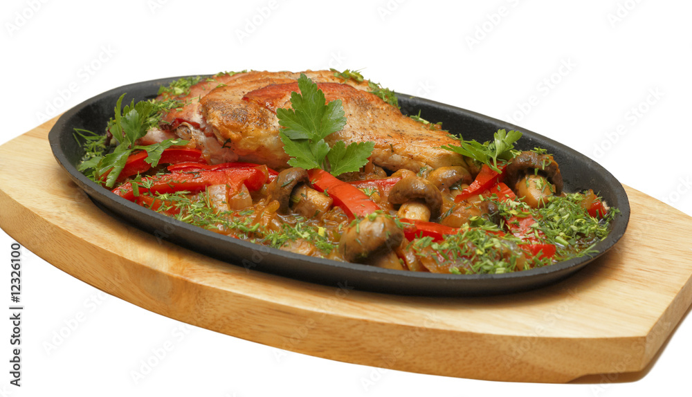 Fried meat with vegetables and mushrooms Fried meat with vegetables and mushrooms