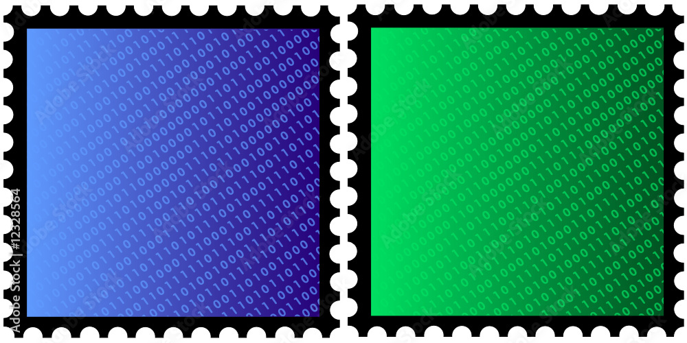 farbige marken mit binär code auf farbverlauf