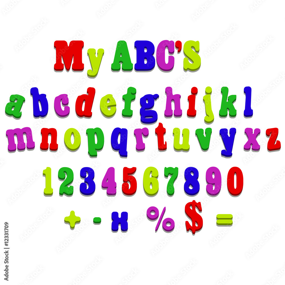 Vector fridge magnet alphabet spelling letters Stock Illustration