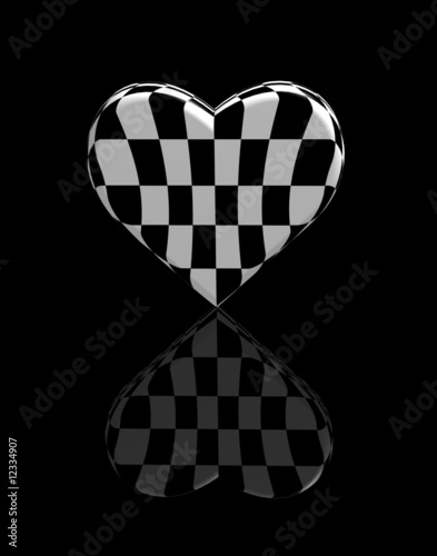 heart chess 3d black-and-white shot