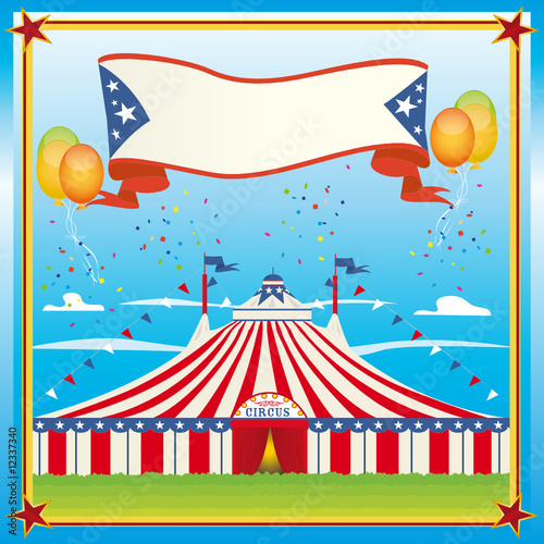 red and blue circus big top