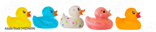 Many ducks toy of different colors