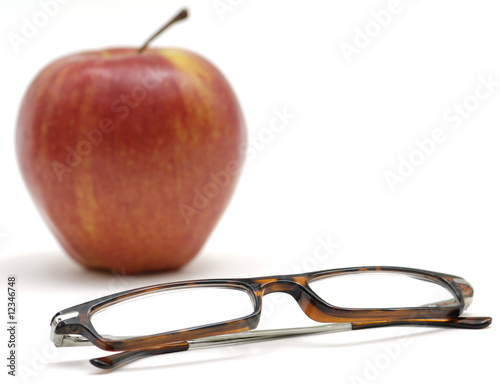 Glasses and apple