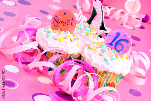 Pink Sweet Sixteen Party Cupcakes