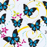 Seamless Butterflies and Floral Pattern