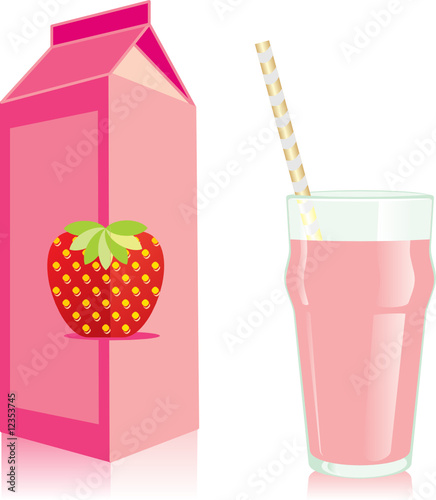 isolated juice carton box and glass