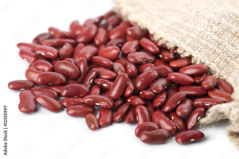 haricot beans falling out of sack isolated haricot beans falling out of sack isolated