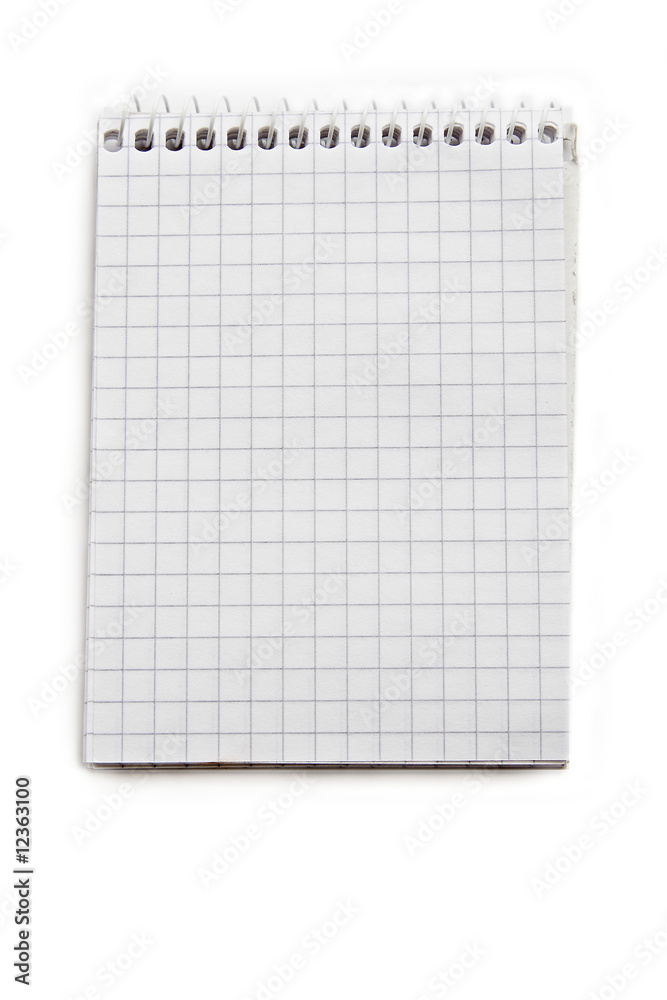 Blank note pad on white