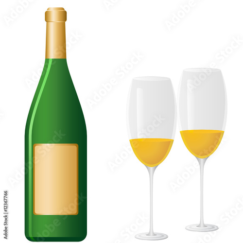 Sektflasche und Sektgläser