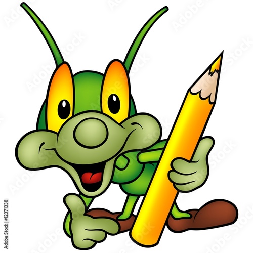 Happy Green Bug 05 - bug as painter