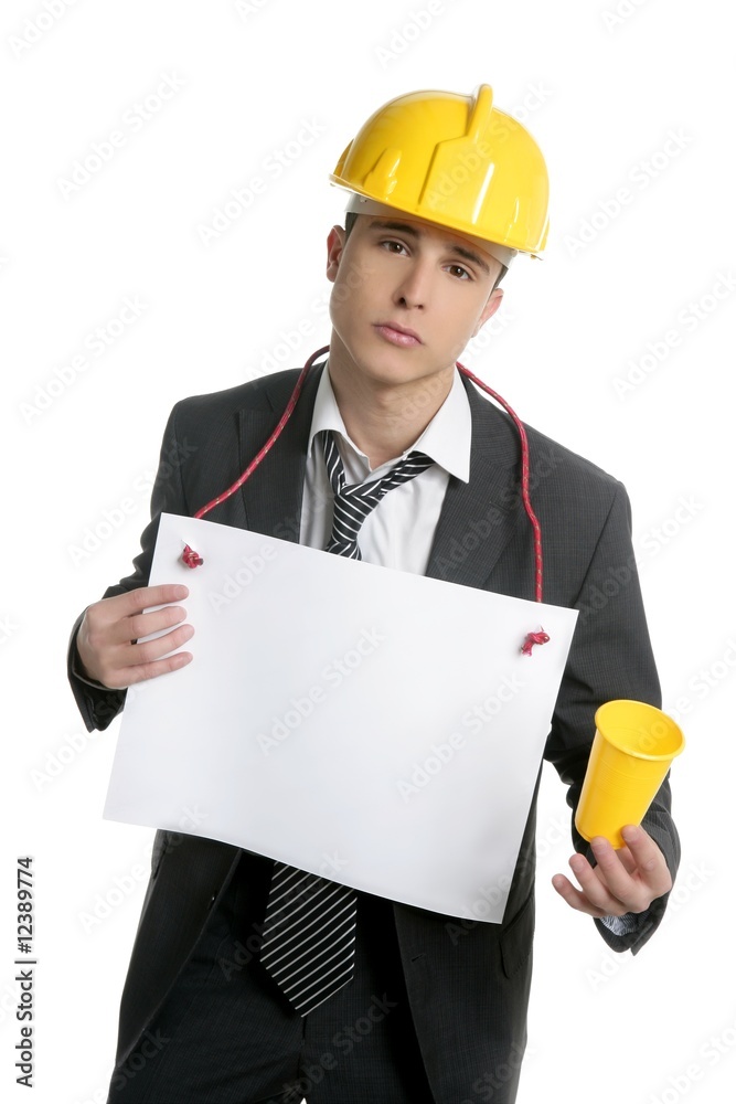 Architect lost job asking for work, copy space Architect lost job asking for work, copy space