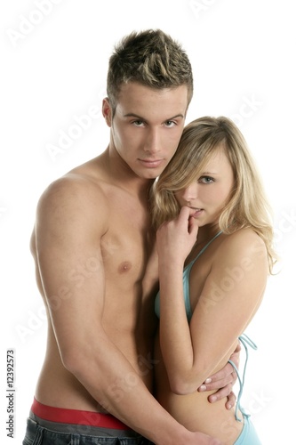 Sexy young couple isolated on white