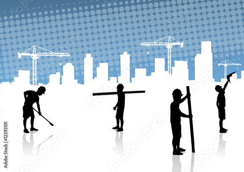 Construction surveyor and construction site background