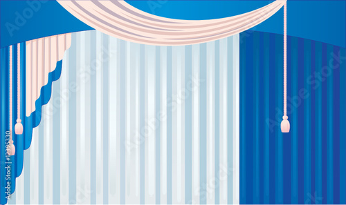 Blue curtain with tassel photo