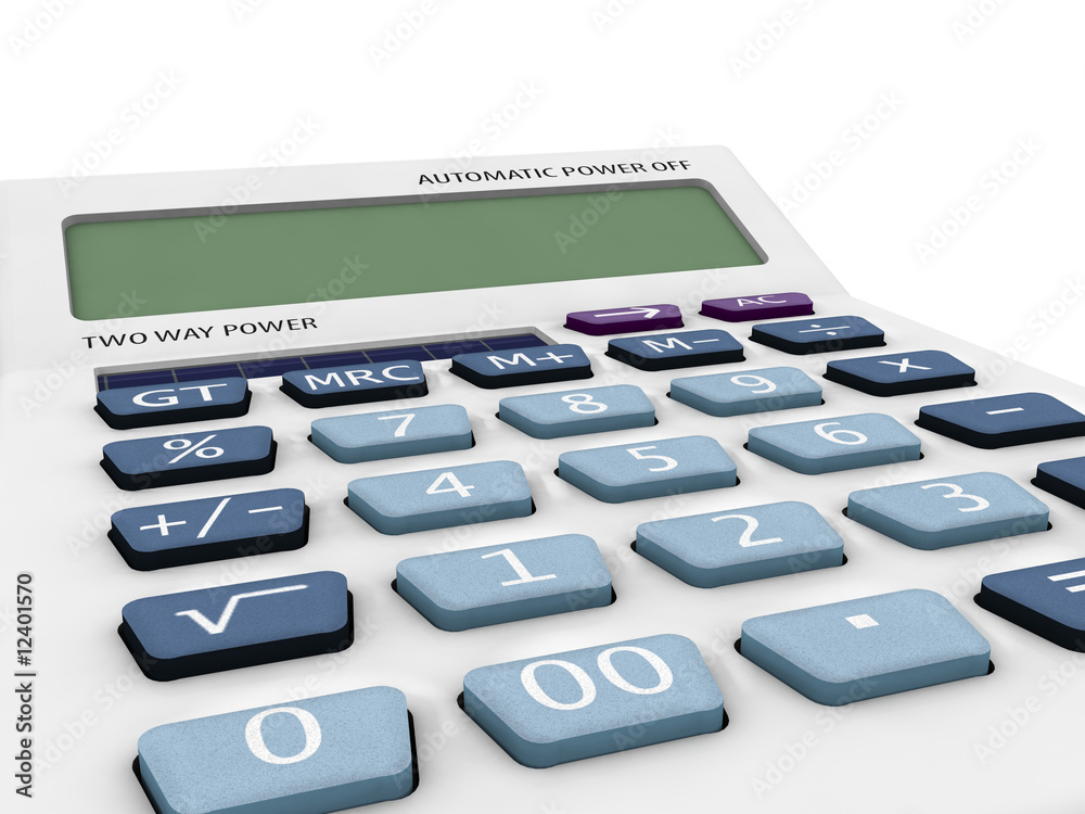 3D model calculator with blank lcd panel cluse up. 3D model calculator with blank lcd panel cluse up.