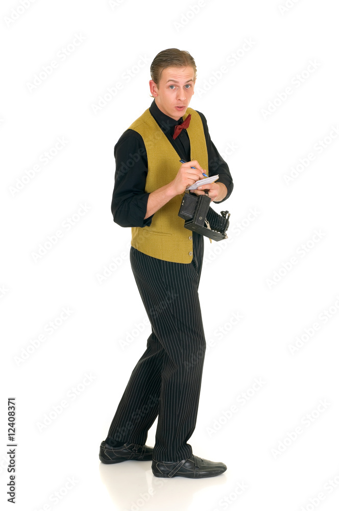 News reporter, retro style