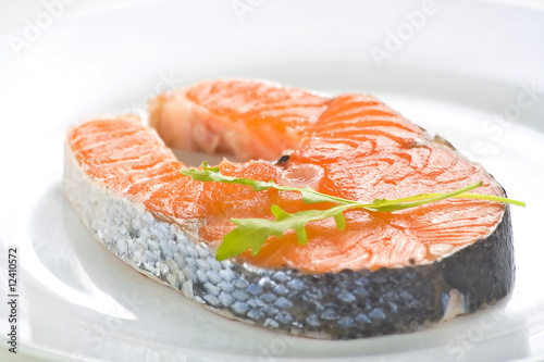 slice of fresh salmon and healthy