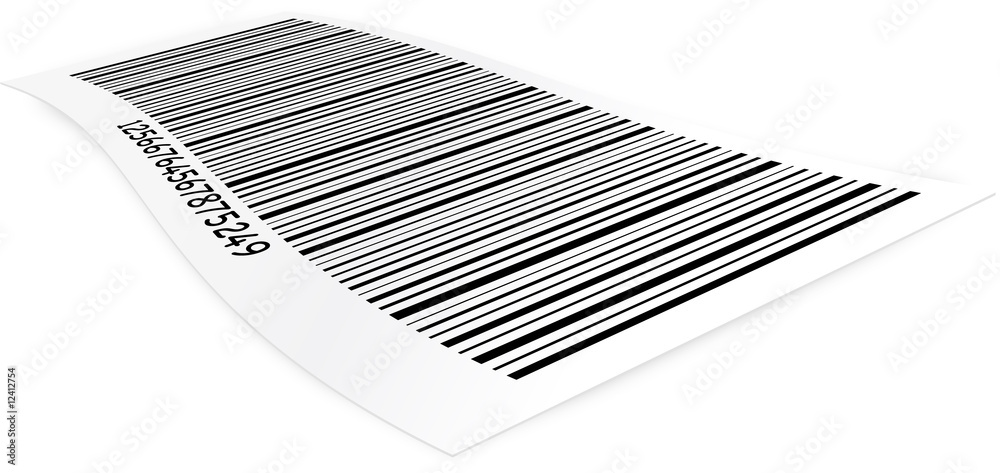 barcode sticker isolated on a white background with shadow