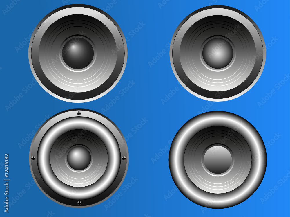 4 Loudspeakers - Vector Illustration