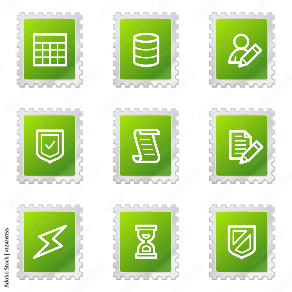 Database web icons, green stamp series