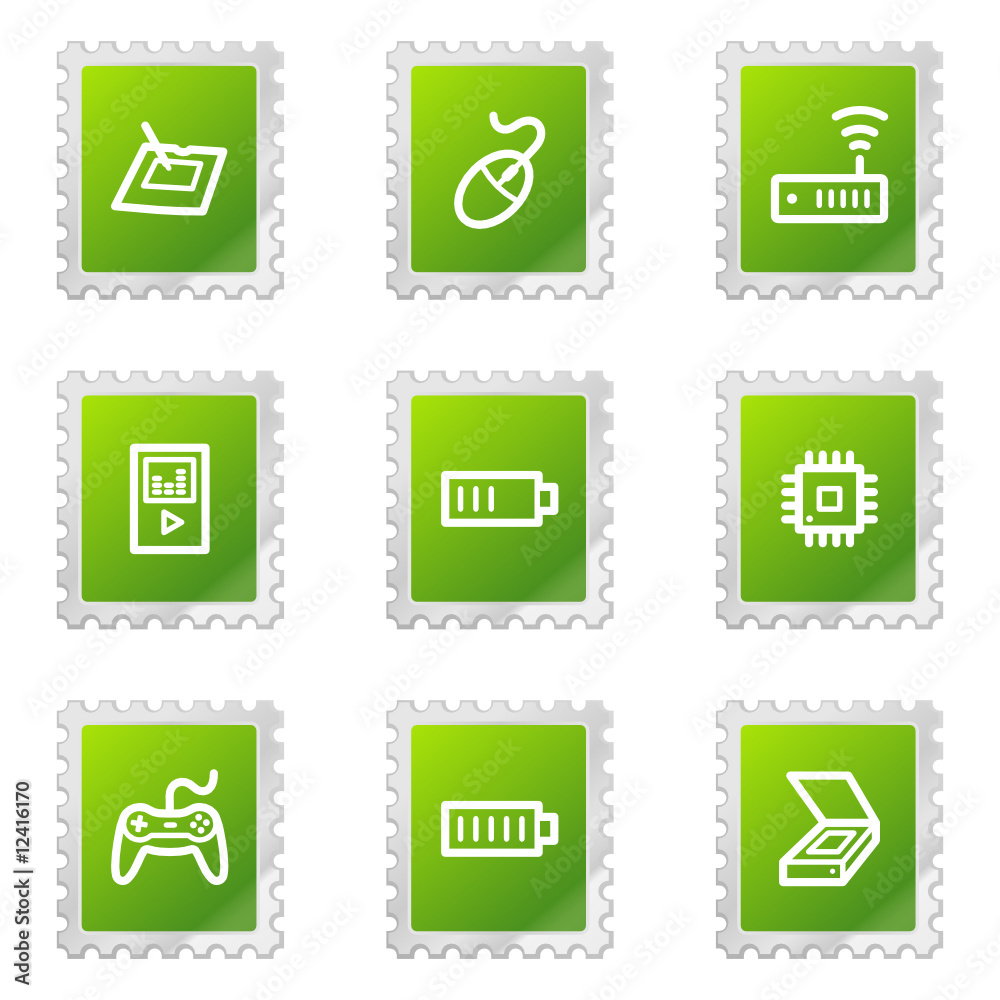 Electronics web icons, green stamp series set 2 Electronics web icons, green stamp series set 2