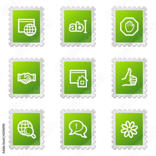 Internet communication web icons, green stamp series