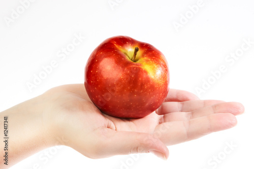 Red apple on hand